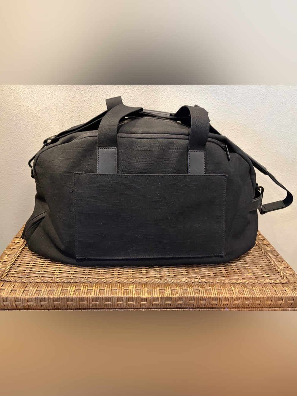 Away Black Canvas Duffel Bag with Front Patch Pocket - Like New! Retails $245